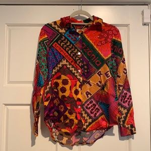 NWT Farm Rio Dotted Patch Scarf Shirt